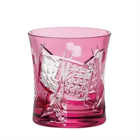 伝統的工芸品 八千代切子 ロックグラス 280ml 赤 1個入 LS19590SAU-C679【1667392】