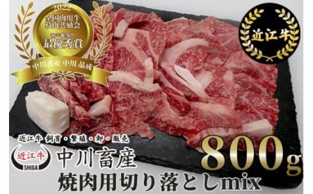 全国肉用牛枝肉共励会最優秀賞受賞中川牧場の近江牛焼肉用切り落としミックス800g（株）高島屋洛西店 滋賀県 東近江市 C-E11 [高島屋選定品] 焼肉 食べ比べ