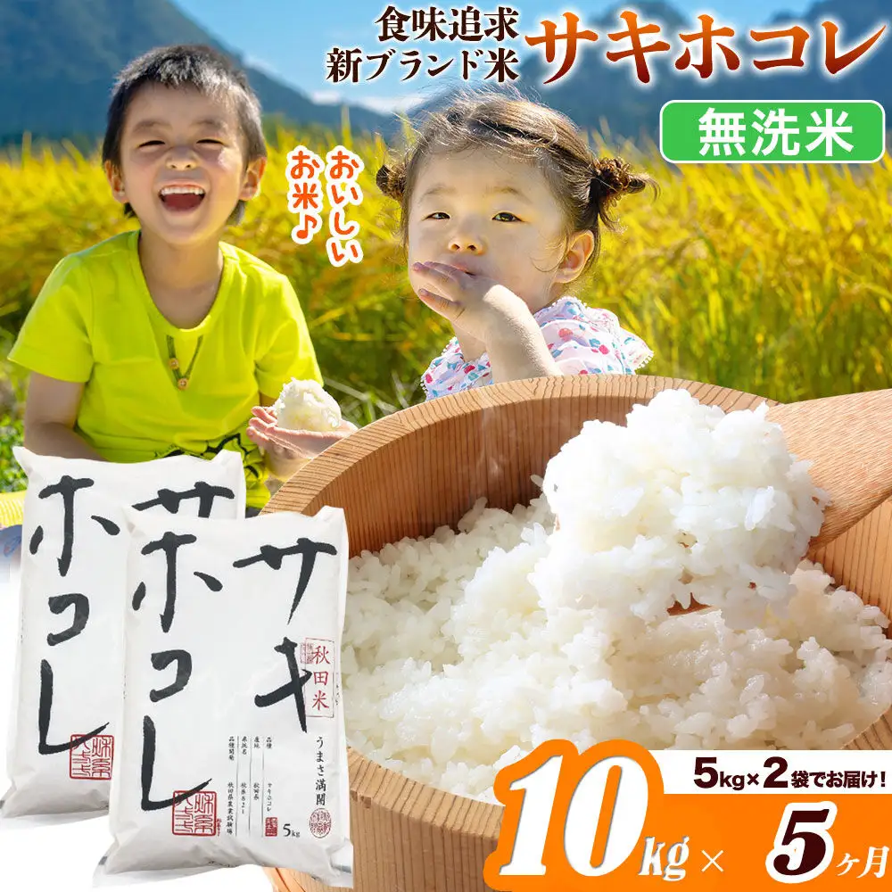 米《定期便5ヶ月》サキホコレ【無洗米】米どころ 秋田県産 令和7年産 10kg（5kg×2袋）大仙市