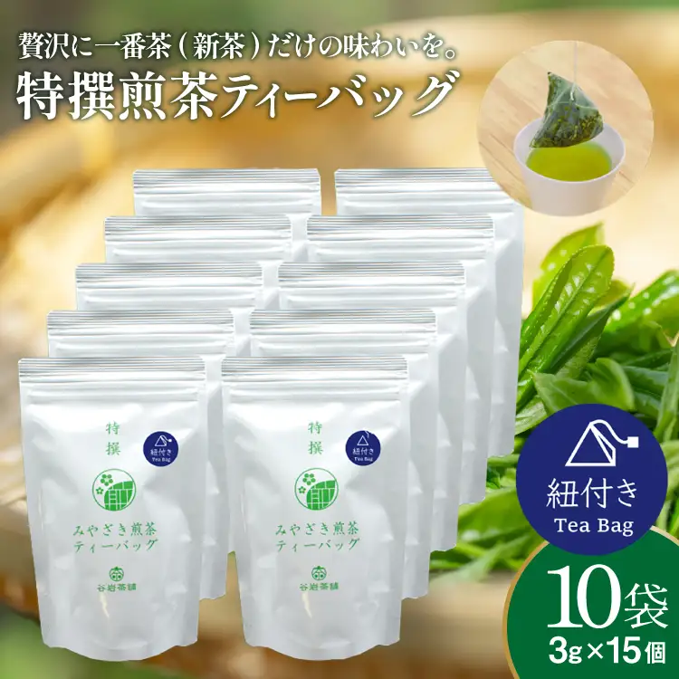 お茶 ティーバッグ 特撰 みやざき煎茶 紐付き 10袋 セット
