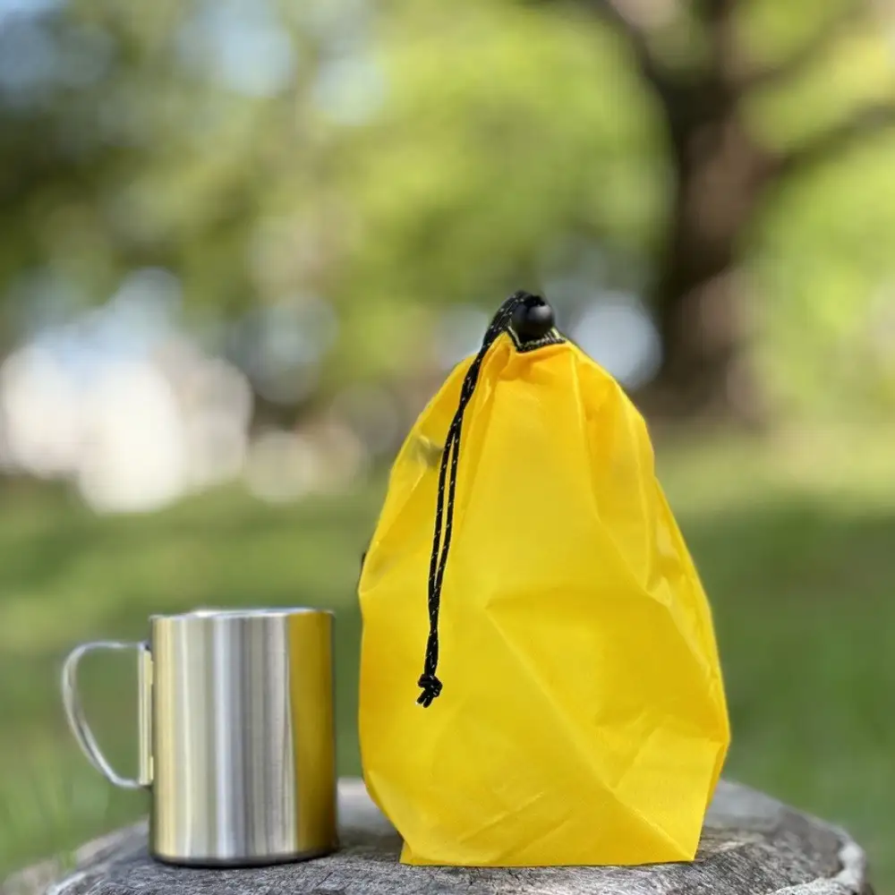 【S 1.5L・黄色】　キャンプで大活躍！トイレットペーパーホルダー 小さめナイロン巾着袋 シンプル巾着