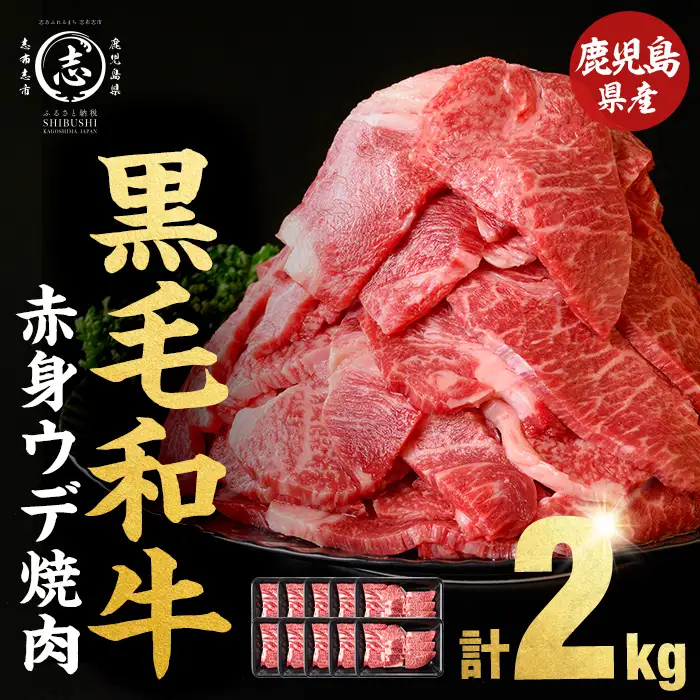 鹿児島県産黒毛和牛赤身ウデ焼肉 (計2kg・200g×10P)  黒毛和牛 国産 肉 牛肉 赤身 ウデ肉 鹿児島 小分け 焼き肉 炒め物 冷凍 b8-046