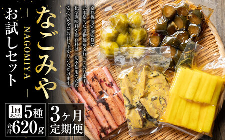【3ヶ月定期便】なごみやお試しセット 5種 合計620g セット ピクルス きゅうり 椎茸 芽キャベツ 牛蒡 ゴボウ 漬物 漬け物 詰合せ 詰め合わせ 野菜 野菜漬け 茨城県 守谷市 送料無料