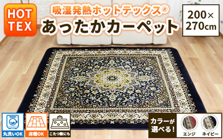 吸湿発熱ホットテックスR あったかカーペット 特大長方形 200×270cm 1枚 A-34923BR