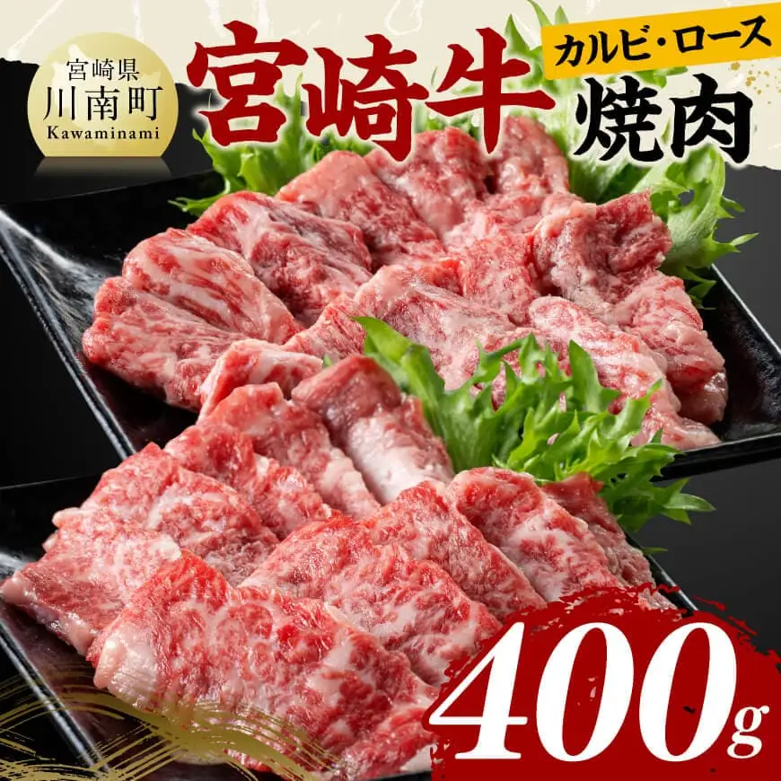 宮崎牛カルビ・ロース焼肉400g 【 肉 牛肉 国産 宮崎県産 黒毛和牛 和牛 焼肉 バーベキュー 】