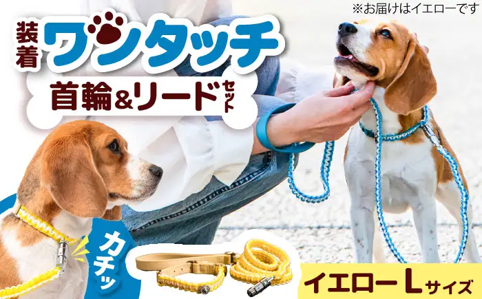 ペット 犬の首輪＆リードセット イエロー L ペット BLBX011