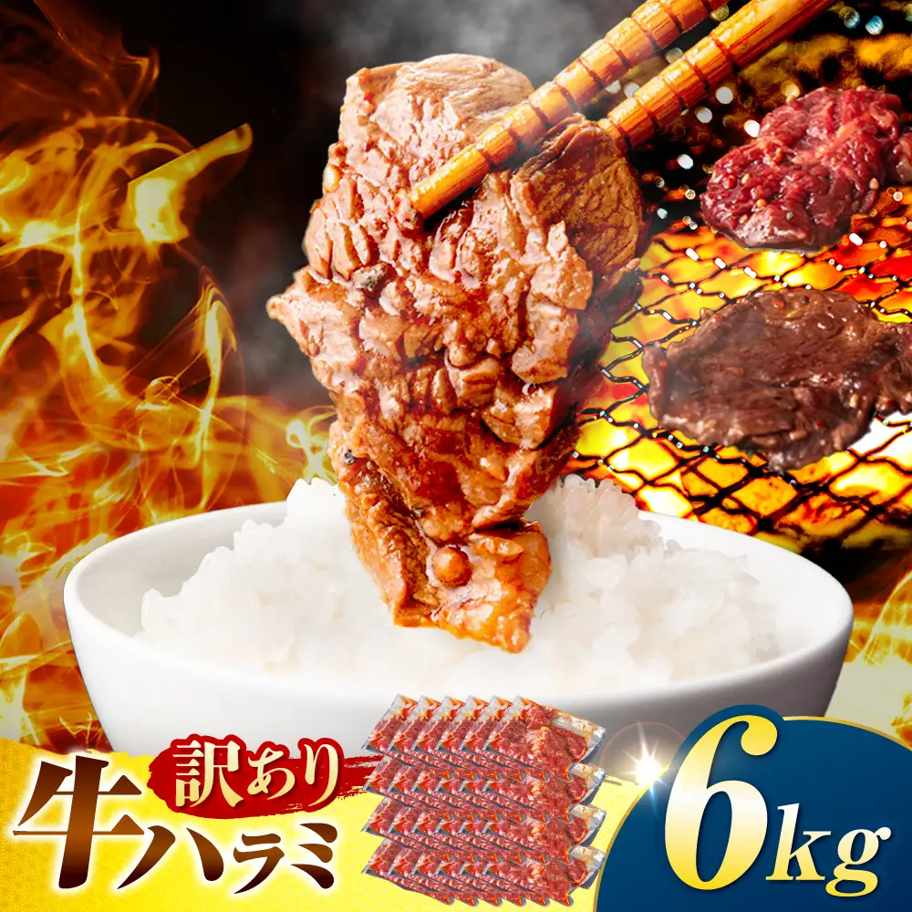 【訳あり×大容量】味付けハラミ 6kg(250ｇ×24パック) / ハラミ 牛肉 焼肉 / 御嵩町 / 馬力家[AVBO074]
