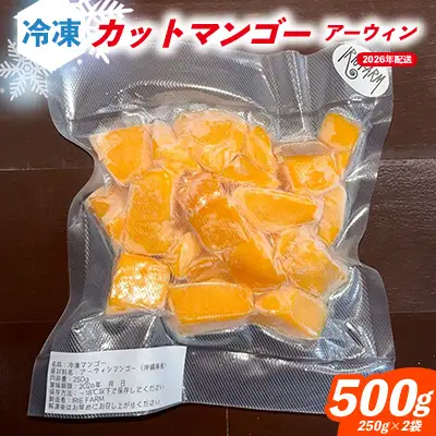 2026年7月発送　先行予約　アーウィン　冷凍カットマンゴー500g（250g×2袋） 沖縄県 名護市 マンゴー アーウィン 冷凍 フルーツ デザート スイーツ 国産フルーツ 果物 大自然 南国気分 先行予約 甘い トロピカル 産地直送 人気 贈り物 おすすめ お取り寄せ