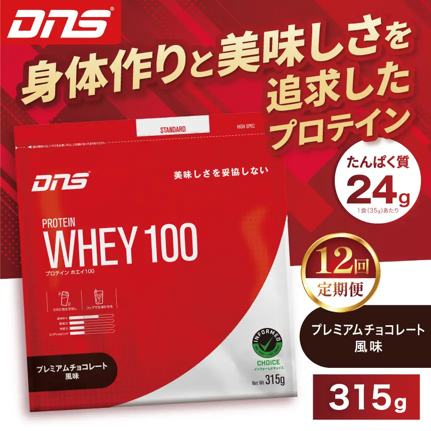【定期便12回】DNS プロテインホエイ 100 プレミアムチョコレート 風味 315g