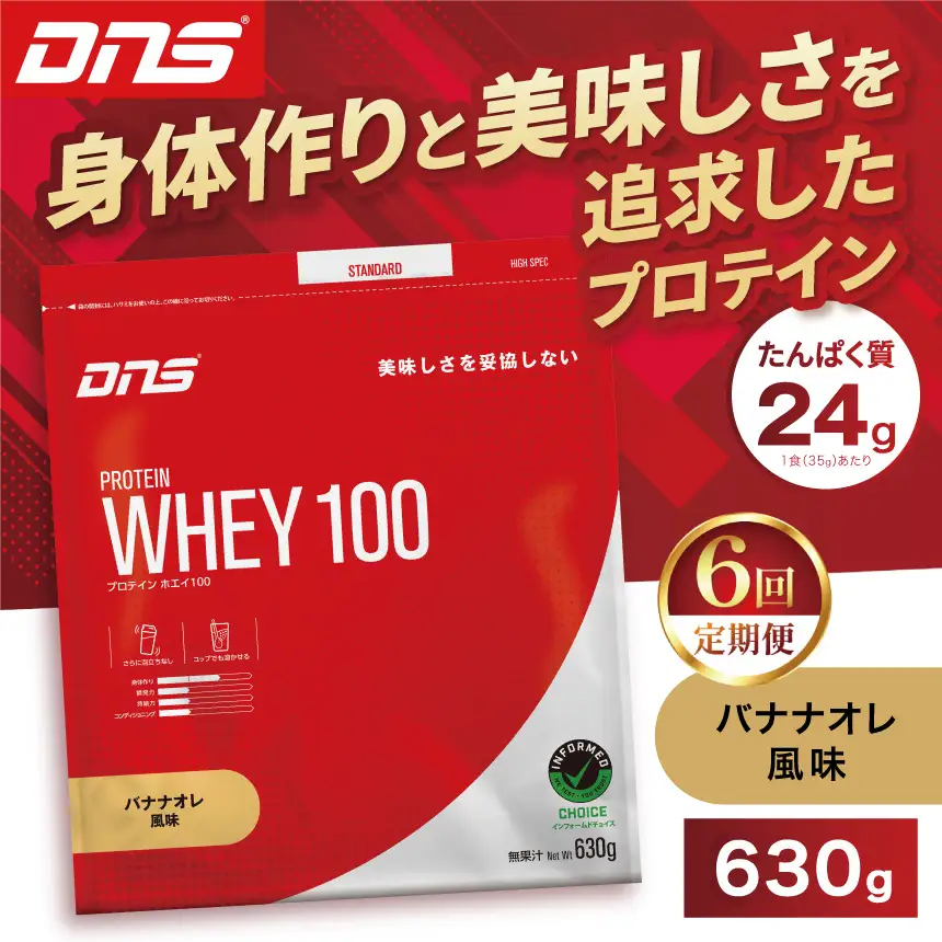 【定期便6回】DNS プロテインホエイ 100 バナナオレ 風味 630g