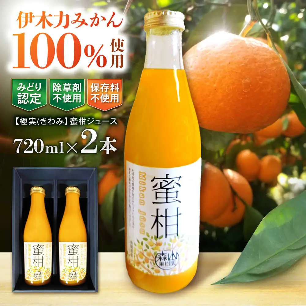 【極実(きわみ)】蜜柑ジュース(720ml×2本) / みかん 100％ ミカン みかんジュース オレンジジュース 柑橘 ドリンク / 諫早市 / 森山果樹園 [AHCO004]