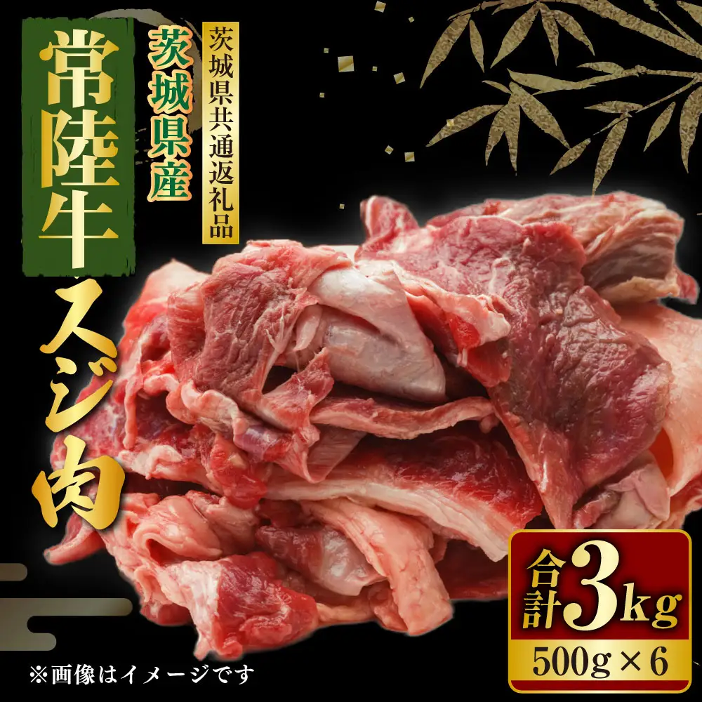 常陸牛 スジ肉 500g×6 合計3kg（茨城県共通返礼品） | 小分け 茨城県産 牛すじ煮込み おでん カレー 冷凍 国産