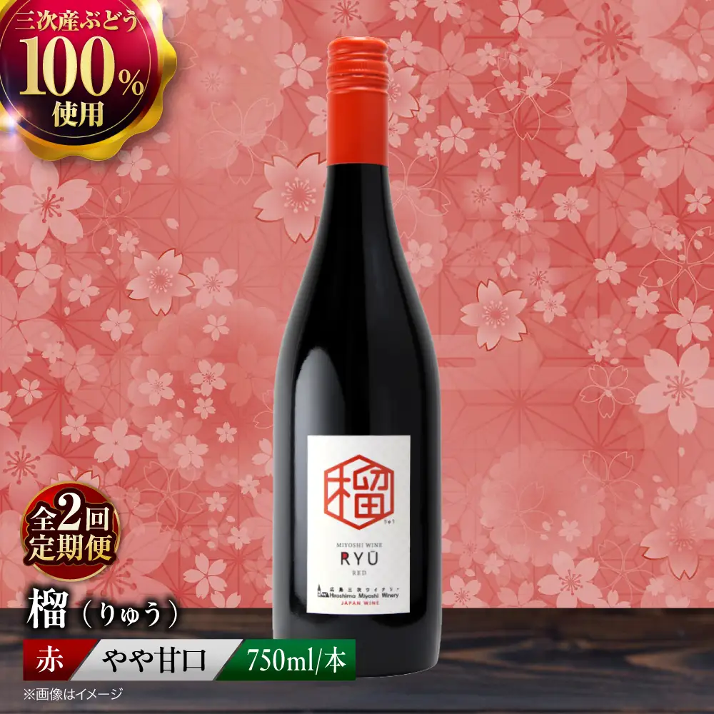 【全2回定期便】ワイン 榴 りゅう 750ml [APAZ137] 赤ワイン