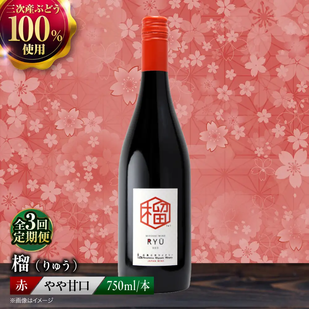 【全3回定期便】赤ワイン 榴 りゅう RYU 750ml×1本 [APAZ138]赤ワイン