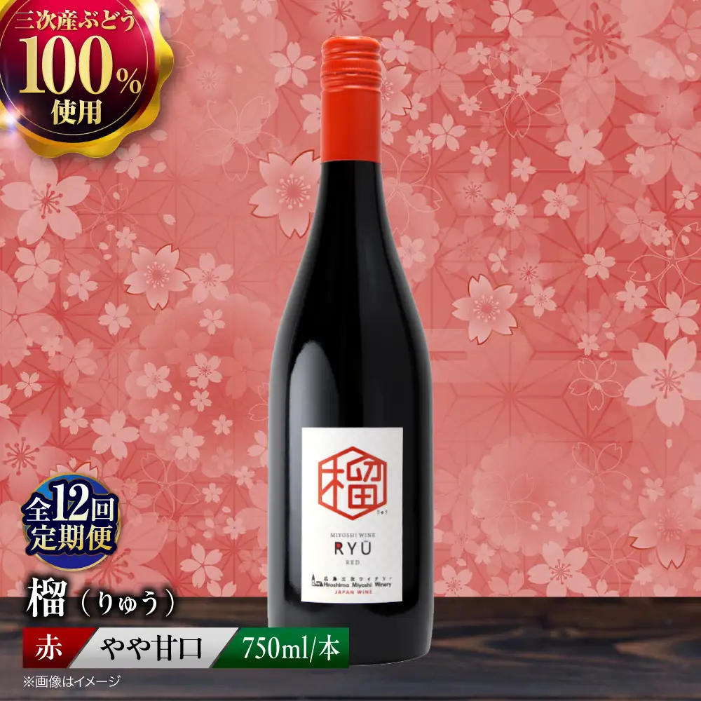 【全12回定期便】 赤ワイン 榴 りゅう RYU 750ml×1本 [APAZ140]赤ワイン