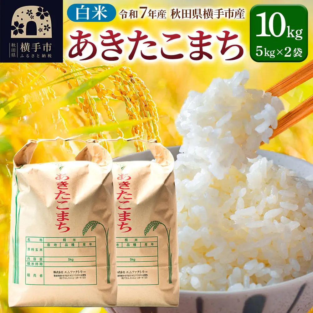 【白米】令和7年産 あきたこまち 10kg（5kg×2袋）横手市産