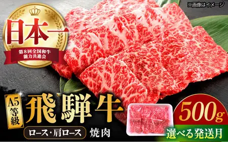 【9月発送】飛騨牛 焼肉用 ロース・肩ロース 500g A5等級 [TAZ030-9]