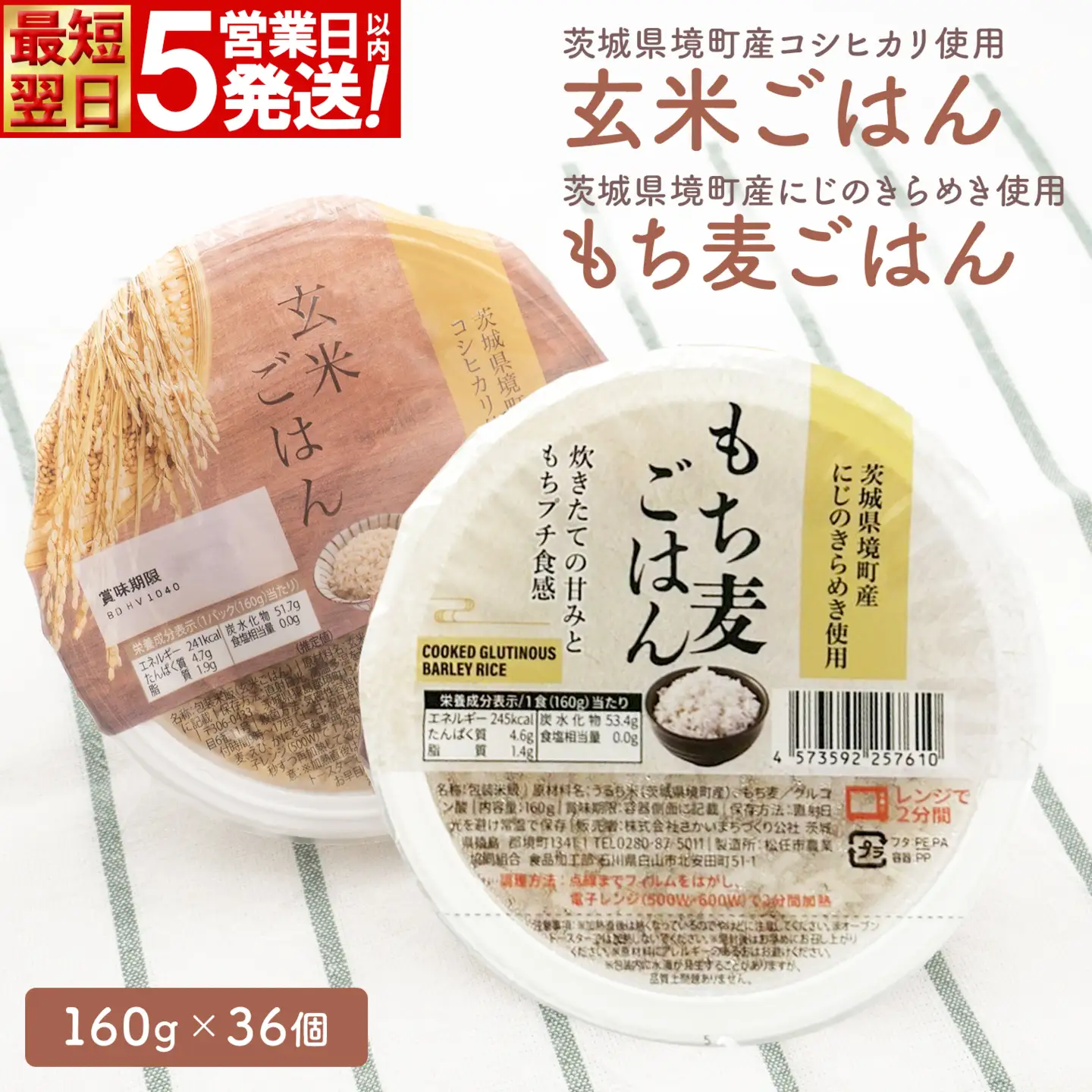 茨城県境町産 パックごはん 玄米 もち麦 36個 K2675