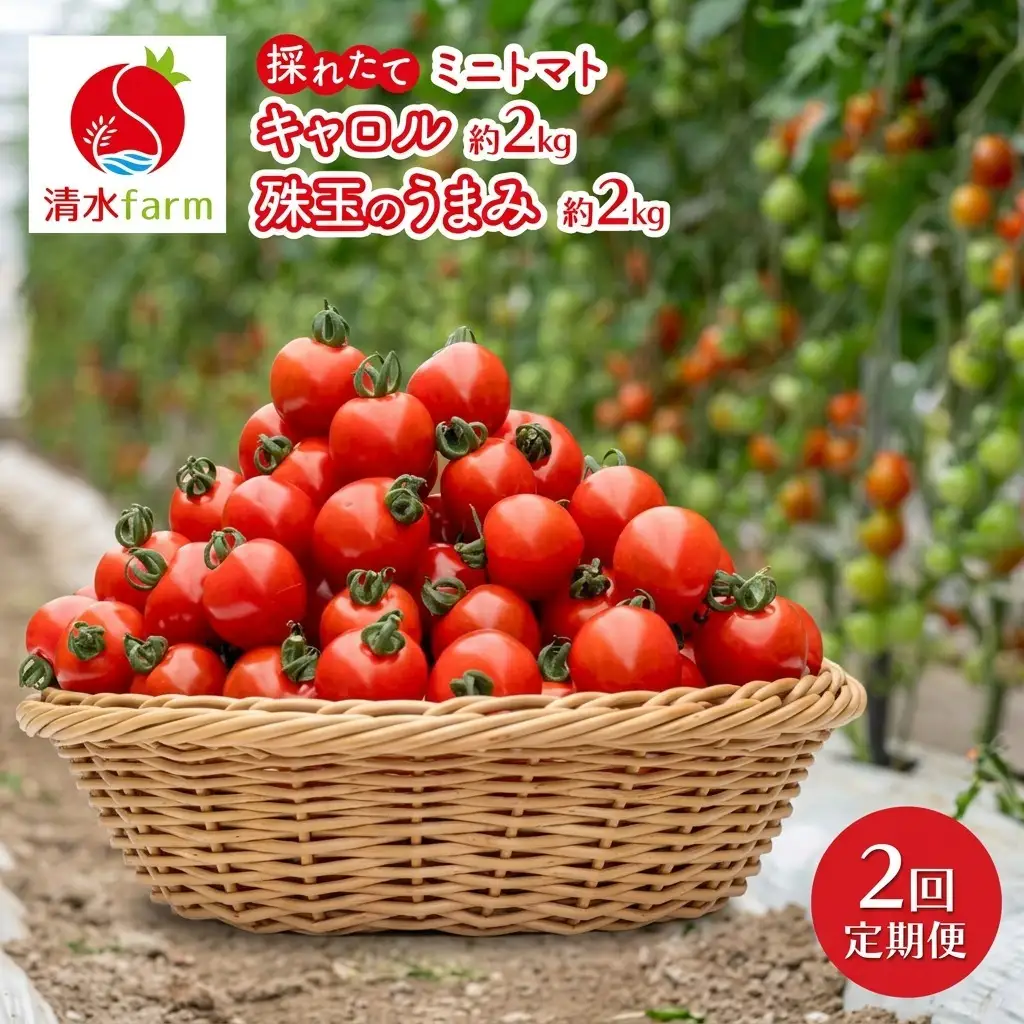 ミニトマト食べ比べ 富良野産 キャロル10 殊玉のうまみ ミニトマト【各2kg】【定期便2回】