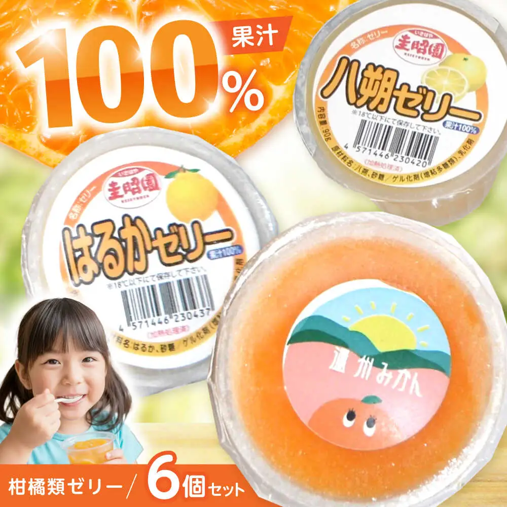 柑橘類ゼリー (2個×3種) 6個セット / ゼリー ぜりー 果汁ゼリー 柑橘 八朔 温州みかん はるか / 諫早市 / 圭昭園　[AHAZ010]