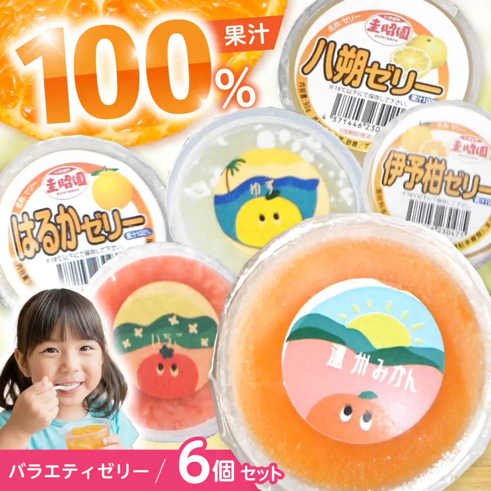バラエティゼリー 6個セット / ゼリー ぜりー 果汁ゼリー 柑橘 八朔 スイートスプリング はるか いちご ゆず 温州みかん / 諫早市 / 圭昭園　[AHAZ011]