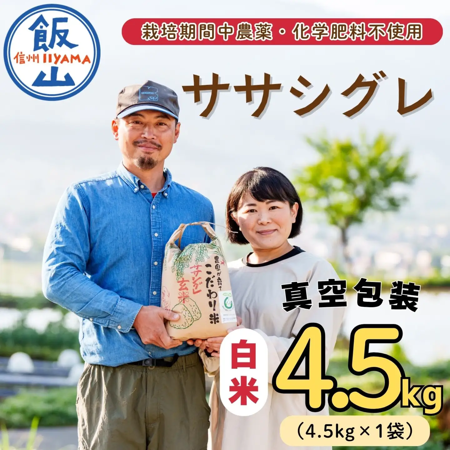米 【4.5kg】 令和7年産 ササシグレ 長野県産 【やよい農園】7-88