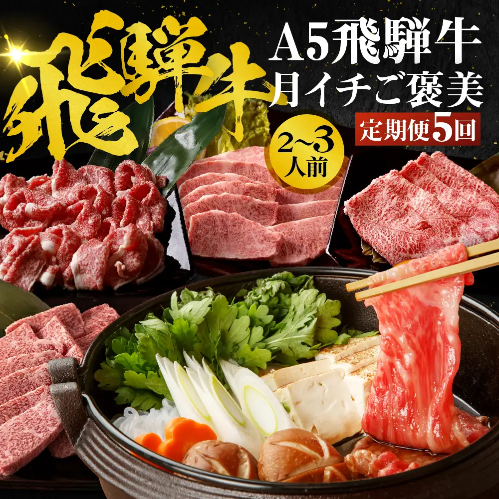 定期便 5回 A5飛騨牛 ご褒美 | 定期便