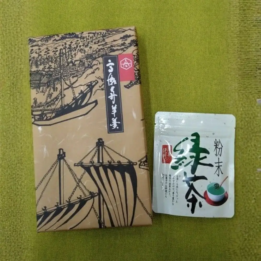 落合羊羹＆銘茶セット （粉末緑茶） 【hmwr001-01】