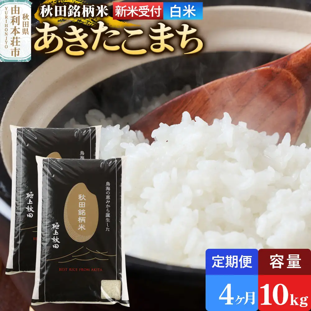 《令和8年産 新米受付》《定期便4ヶ月》【白米】極上秋田銘柄米 あきたこまち 10kg（5kg×2袋）