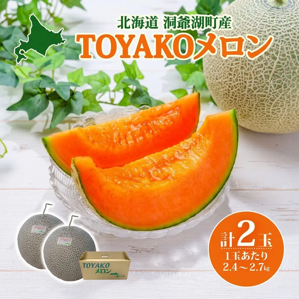 メロン TOYAKOメロン 赤肉 北海道産 メロン【2玉 計4.8〜5.4kg】【先行予約】