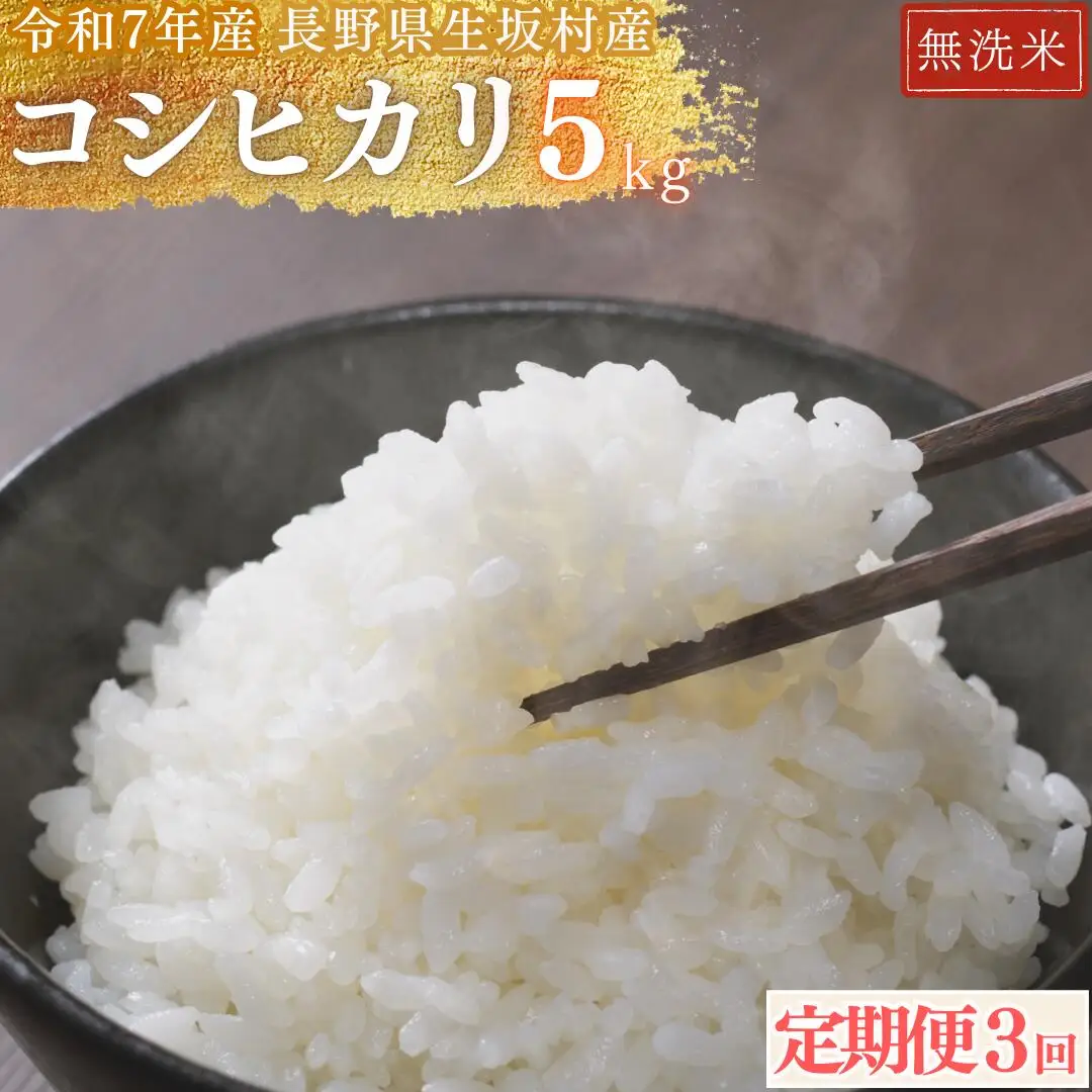【3か月定期便】コシヒカリ 無洗米 5kg(1袋)×3回 株式会社野の香 | コシヒカリ