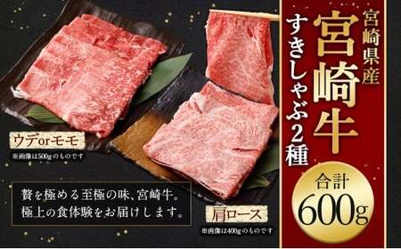＜宮崎牛すきしゃぶ2種（赤身霜降り） 計600g＞入金確認後、翌月末迄に順次出荷 300g×2パック お肉 肉 宮崎牛 牛肉 赤身 肩ロース ロース モモ ウデ スライス すき焼き しゃぶしゃぶ 霜降り 冷凍 宮崎県 高鍋町【c1534_mc】