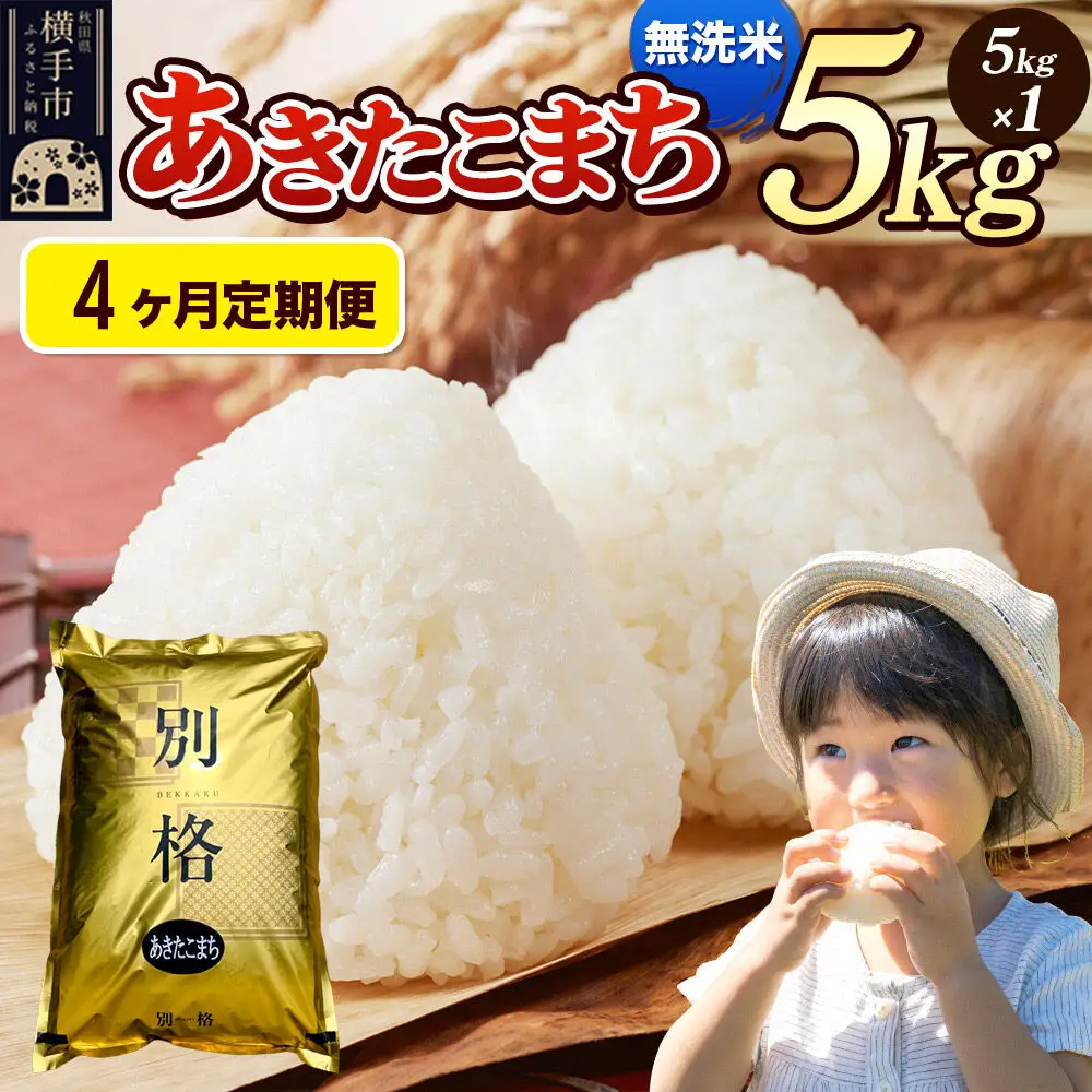 《令和7年産》《定期便4ヶ月》 米 あきたこまち 5kg 【無洗米】 秋田県産