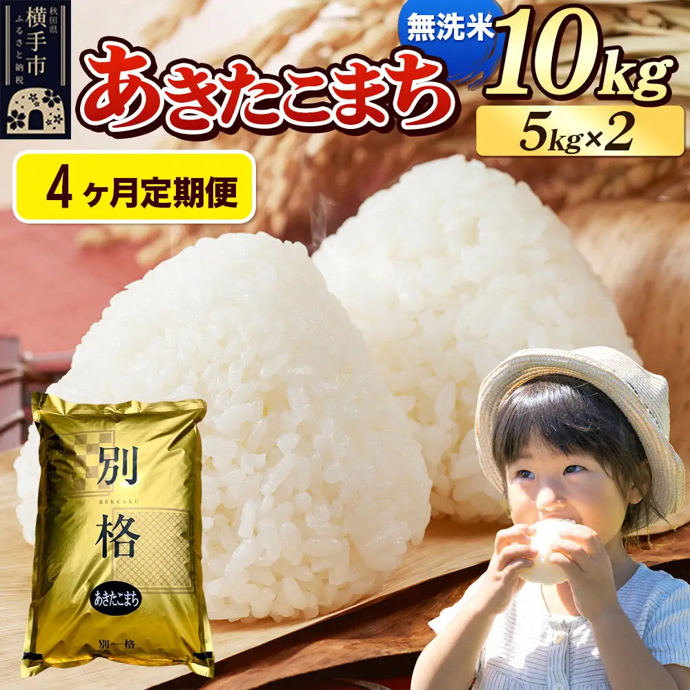 《令和7年産》《定期便4ヶ月》 米 あきたこまち 10kg（5kg×2袋） 【無洗米】 秋田県産