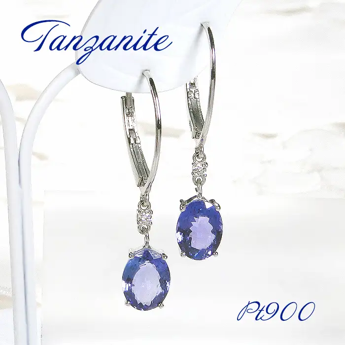 ピアス プラチナ Pt900 タンザナイト 大粒 オーバル4.0ct ダイヤモンド 0.06ct フレンチフックピアス レディース 揺れるピアス キャッチレス クリスマス 12月 誕生石 ジュエリー 【f284-pt-ov-ta】 ALPAZ193