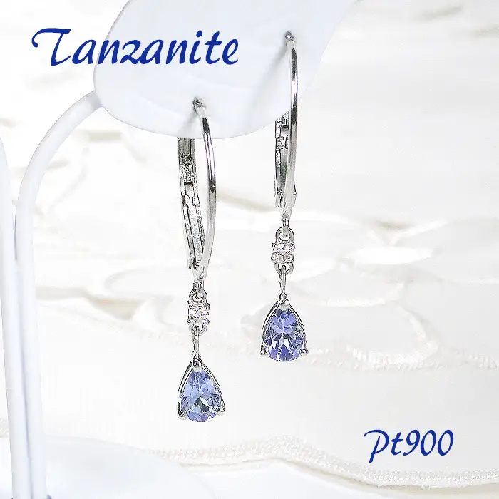 ピアス プラチナ Pt900 タンザナイト ダイヤモンド 0.06ct フレンチフックピアス レディース ペアシェイプ 雫 揺れるピアス キャッチレス クリスマス 12月 誕生石 ジュエリー 【f284-pt-ps-ta】 ALPAZ194