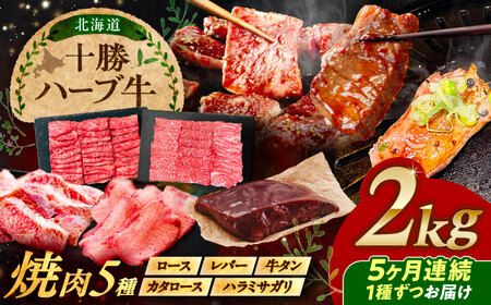 【5回定期便】 北海道 十勝 ハーブ牛 焼肉 5種  計 2kg （200g×10） 《足寄町》【株式会社ノベルズ食品】[BEAQ045]