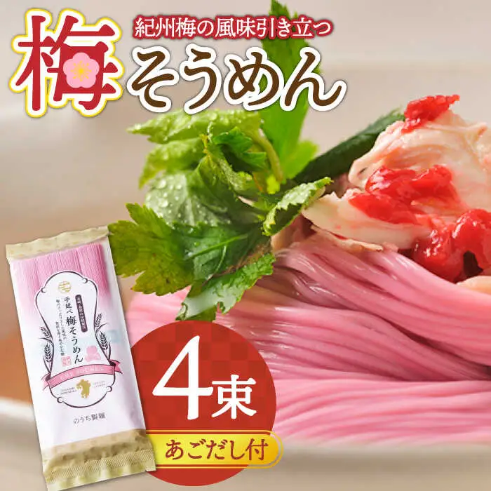 手延べ梅そうめん 200g あごだし スープ 付 / そうめん 素麺 麺 乾麺 梅 / 南島原市 / のうち製麺 [SAF013]