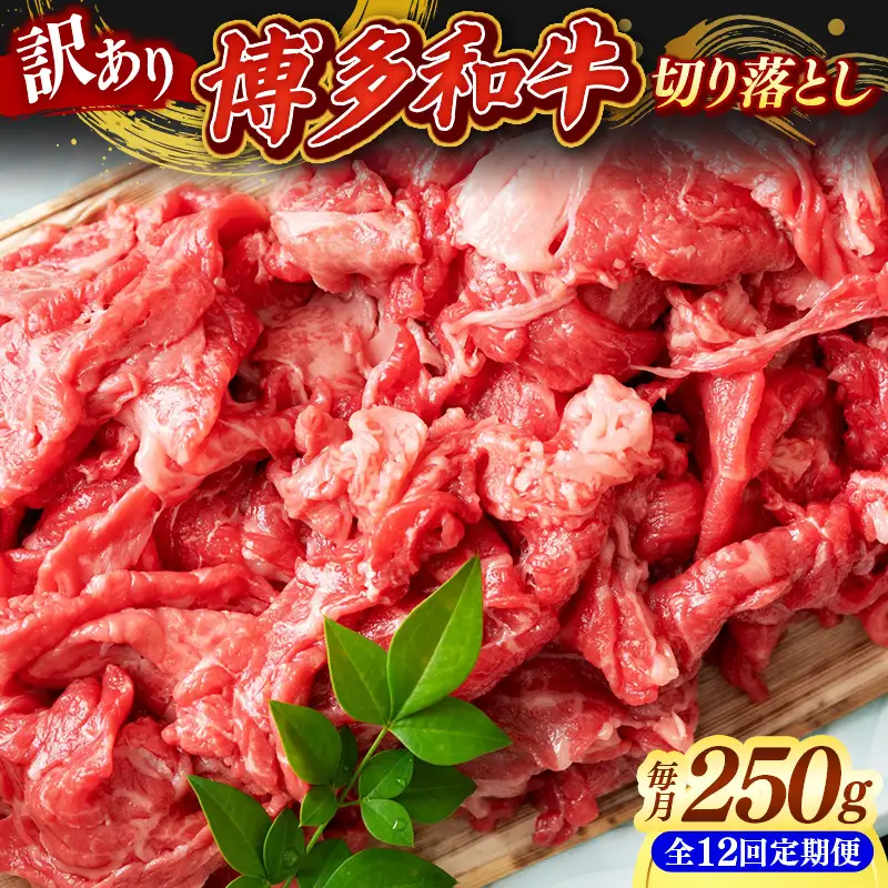 【定期便全12回】【訳あり】【A4~A5ランク】博多和牛 切り落とし 250g【牛肉 肉 牛 和牛 博多和牛 ブランド牛 A4 A5ランク 切り落とし 訳あり おすすめ 筑前町 ふるさと納税 送料無料 FL222】【202610】