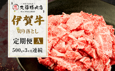 伊賀牛 定期便 3ヶ月 切落し 500g 伊賀牛
