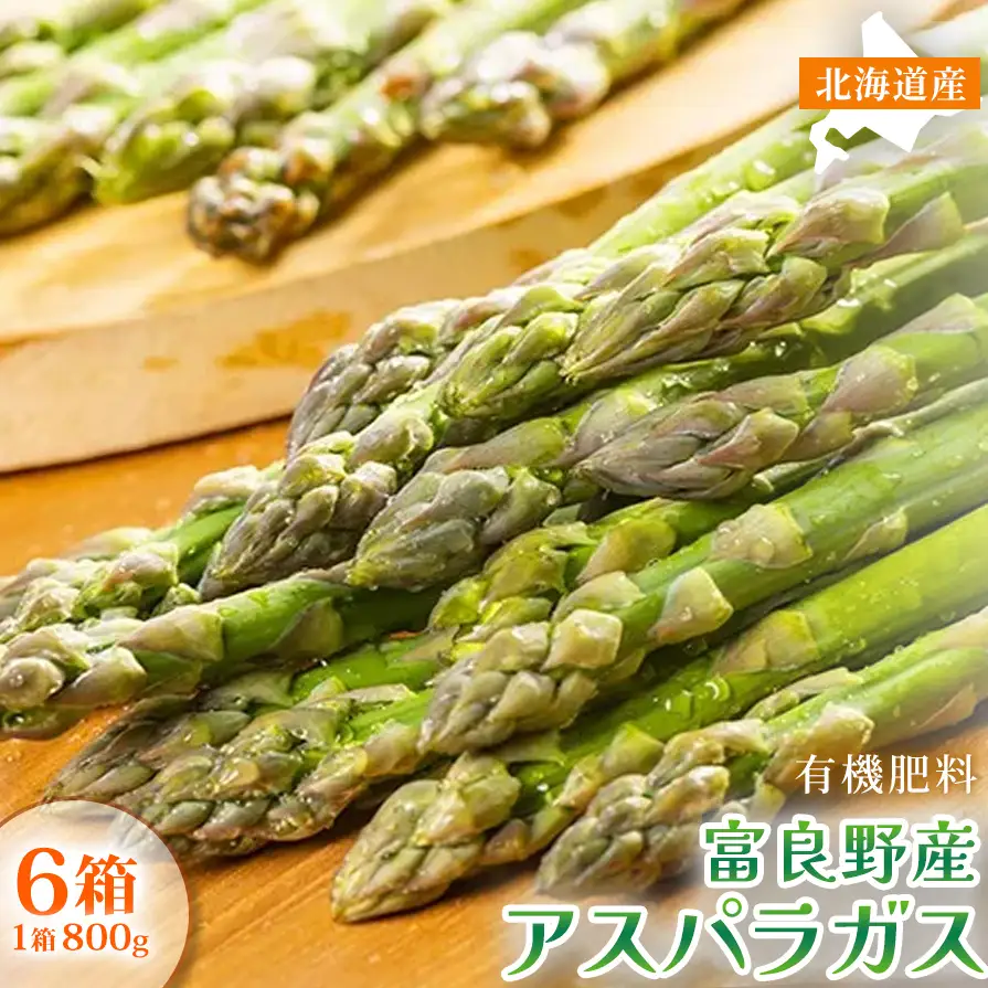 【春野菜 鮮度抜群 】富良野産 アスパラガス サイズ無選別 800g×6箱｜北海道富良野市 4～5月上旬発送 シャキシャキ食感 贅沢 ギフト プレゼント アスパラ アスパラガス グリーンアスパラ 料理用 春季限定