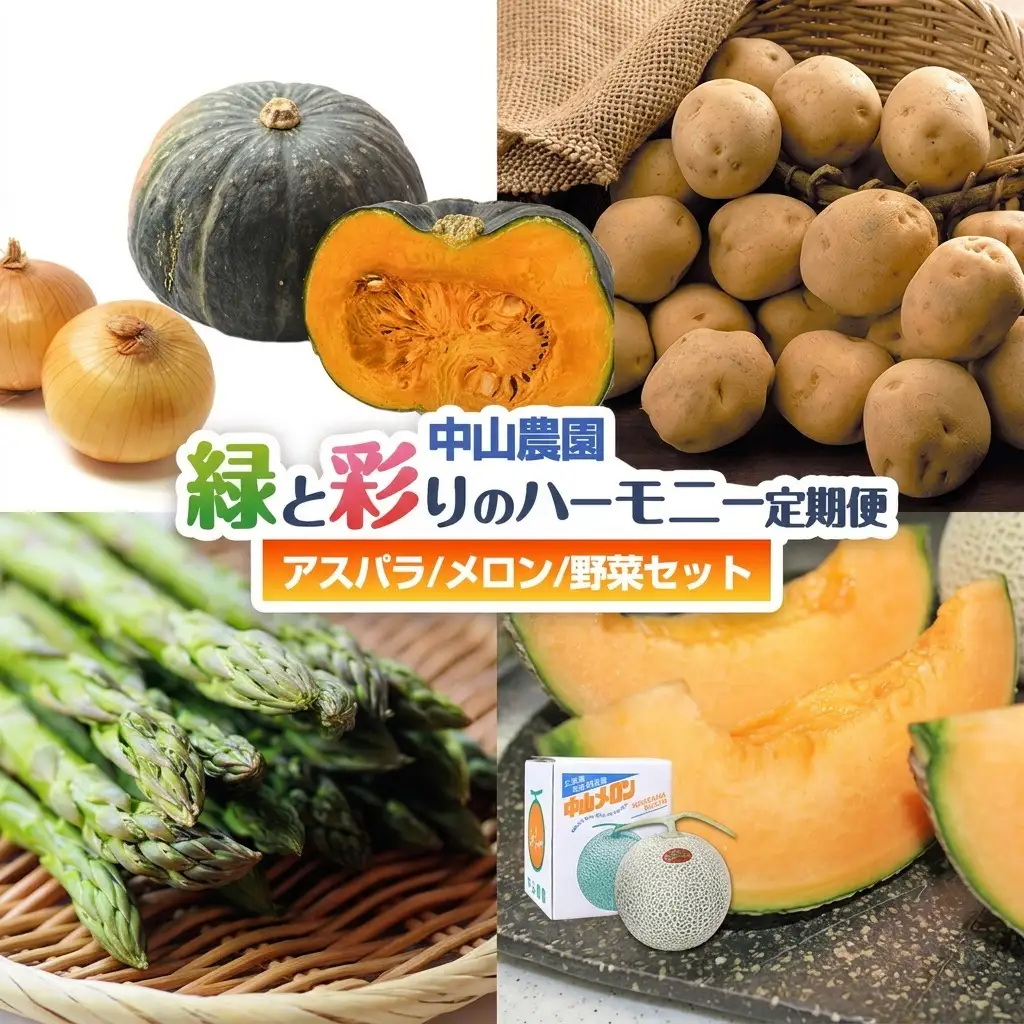 野菜果物詰合せ 富良野産 アスパラ メロン 野菜 中山農園【定期便】