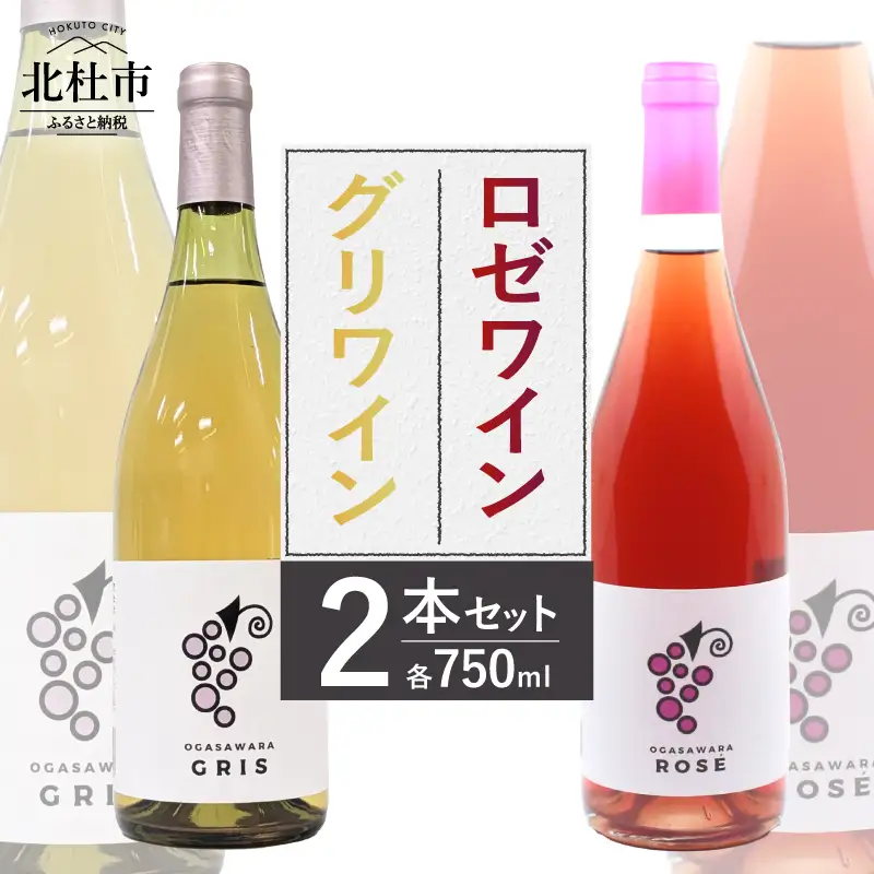 ロゼワイン・グリワイン2本セット　750ml 2本 辛口 数量限定 アルコール分10％ 白ワイン アルコール分8％ 飲みやすい 巨峰 甲州 黄玉 記念日 飲み比べ ご褒美 お酒 国産ワイン 贈り物 ギフト 山梨県 北杜市 小笠原ワイナリー 小笠原ファーム [h086]