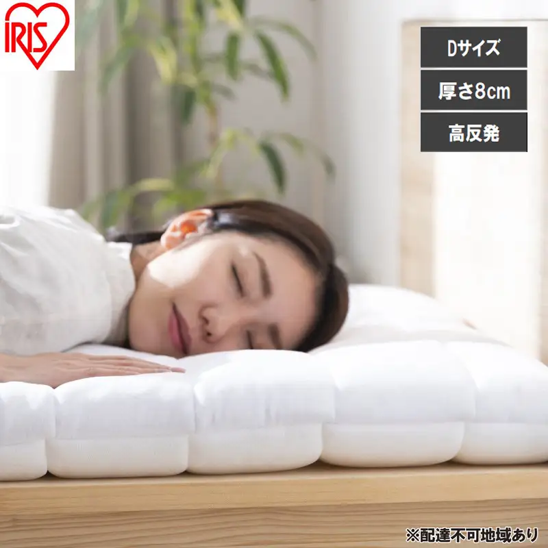 エアリー敷き布団プラスD ASFP80-D ホワイト 敷布団 アイリスオーヤマ ダブル 敷き布団 洗える 丸洗い 速乾 硬め 高反発 体圧分散 抗菌 防臭 通気性 湿気対策 リバーシブル 夏 冬 オールシーズン 収納 コンパクト 来客用 ベッド エアリー Airy