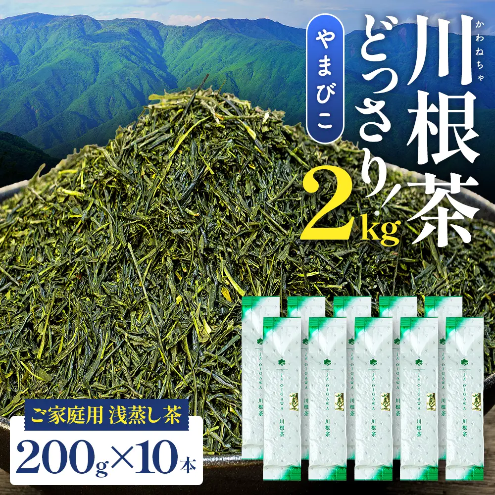 32-6 川根茶 どっさり ご家庭用飲み茶2kg セット やまびこ 200ｇ袋×10本