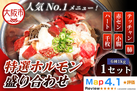 特選ホルモン盛り合わせ 1セット(6種類 1kg）牛肉_OS295-0003
