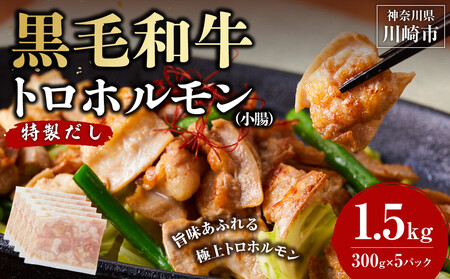 黒毛和牛トロホルモン（小腸）　特製だし1.5kg ( 300g × 5パック )【順次発送】