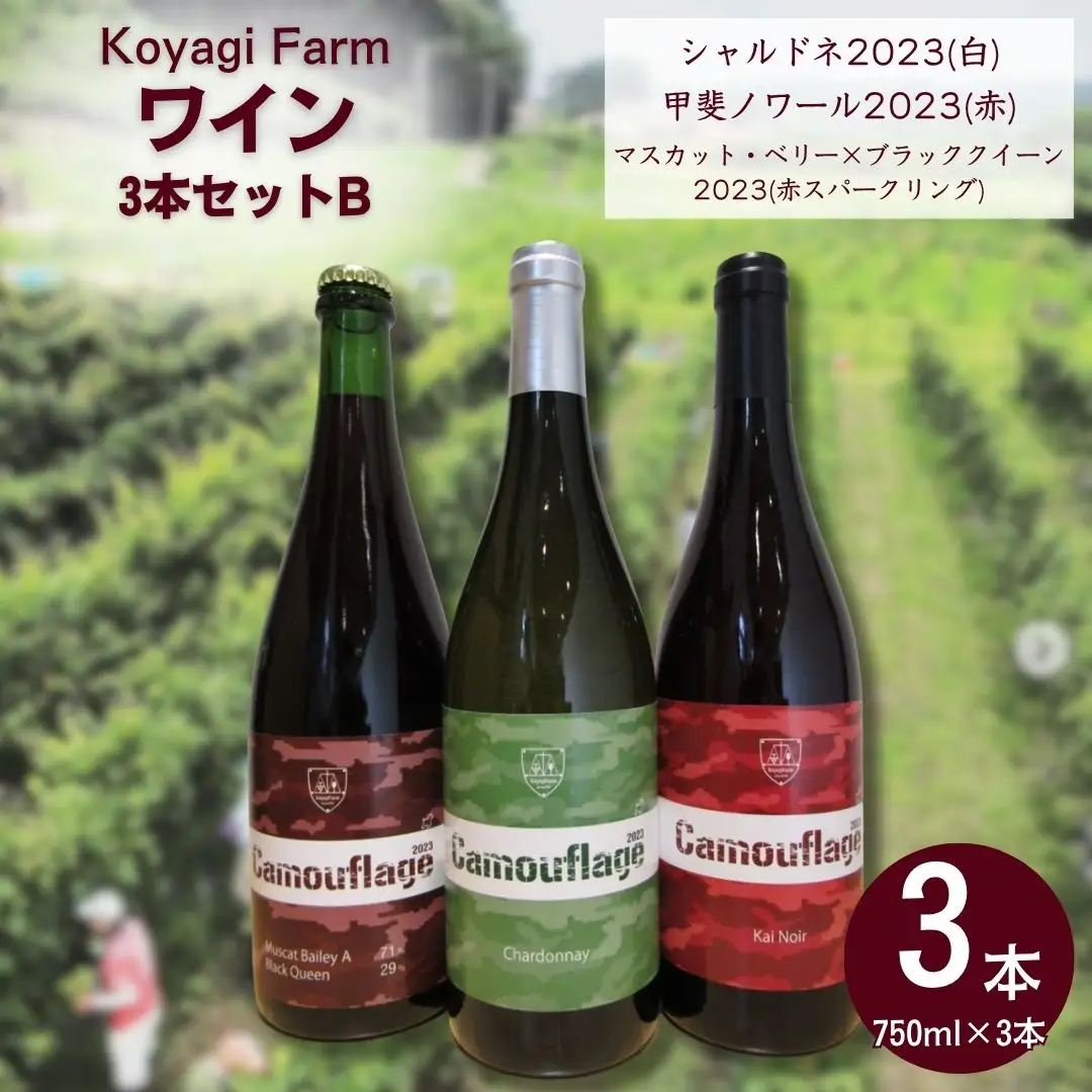 ワイン 3本セット シャルドネ / 甲斐ノワール / マスカット・ベリー×ブラッククイーン
