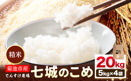 【先行予約】令和8年産 精米 七城のこめ 20kg《11月上旬-11月末頃出荷》熊本県 菊池市 米 白米 ヒノヒカリ でんすけ農場