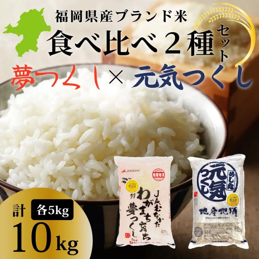 令和7年産 福岡県産米 食べ比べセット(夢つくし・元気つくし) 合計10kg (各5kg×1袋ずつ)
